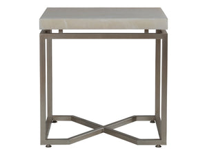 Lexington Artistica Home Vara Stunning Rectangular End Table With Solid White Onyx Top And Unique Champagne Silver Leaf Base Champagne Wood 2341-955