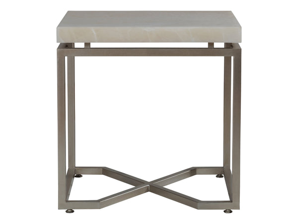 Lexington Artistica Home Vara Stunning Rectangular End Table With Solid White Onyx Top And Unique Champagne Silver Leaf Base Champagne Wood 2341-955