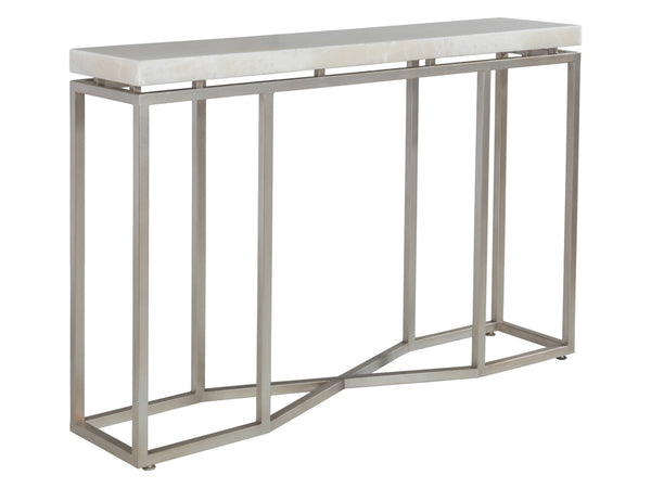 Lexington Artistica Home Vara Console Table - Exquisite Signature Design With Solid White Onyx Top And Champagne Silver Leaf Base Champagne Wood 2341-966