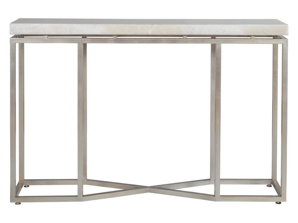 Lexington Artistica Home Vara Console Table - Exquisite Signature Design With Solid White Onyx Top And Champagne Silver Leaf Base Champagne Wood 2341-966