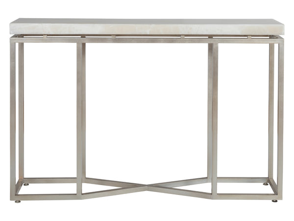 Lexington Artistica Home Vara Console Table - Exquisite Signature Design With Solid White Onyx Top And Champagne Silver Leaf Base Champagne Wood 2341-966
