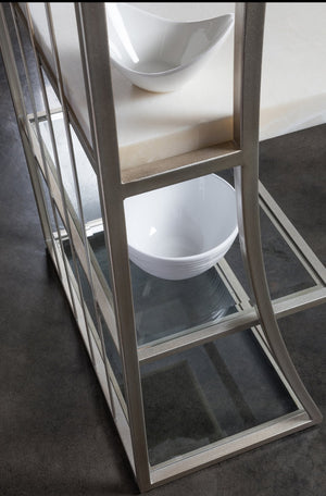 Lexington Artistica Home Vara Contemporary Etagere With Solid Onyx Shelf And Glass Shelves - Unique Artistica Design Champagne Wood 2341-990