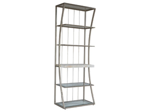 Lexington Artistica Home Vara Contemporary Etagere With Solid Onyx Shelf And Glass Shelves - Unique Artistica Design Champagne Wood 2341-990