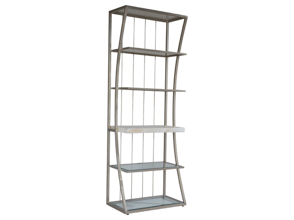 Lexington Artistica Home Vara Contemporary Etagere With Solid Onyx Shelf And Glass Shelves - Unique Artistica Design Champagne Wood 2341-990