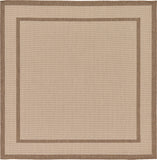 Unique Loom Outdoor Border Border Machine Made Border Rug Beige, Beige/Brown 6' 1" x 6' 1"