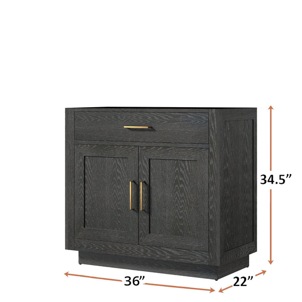 English Elm Black Oak Single Bath Vanity 36-in W x 22-in D – Midcentury Wood Single Sink, Soft-Close, Ready B2731P260807