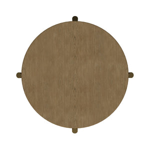 English Elm Round Two Tier Side Table with Rattan Shelf Aged Brass Legs for Living Room Sand B016P469322