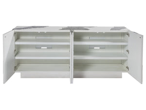 Lexington Artistica Home Contago Modern White Media Console With Unique Slate Inserts And Adjustable Shelves For Stylish Living Ivory Wood 2342-907