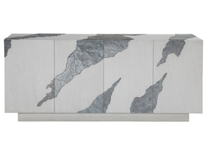 Lexington Artistica Home Contago Modern White Media Console With Unique Slate Inserts And Adjustable Shelves For Stylish Living Ivory Wood 2342-907