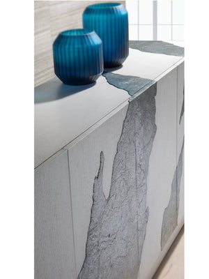 Lexington Artistica Home Contago Modern White Media Console With Unique Slate Inserts And Adjustable Shelves For Stylish Living Ivory Wood 2342-908