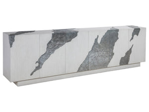 Lexington Artistica Home Contago Modern White Media Console With Unique Slate Inserts And Adjustable Shelves For Stylish Living Ivory Wood 2342-908