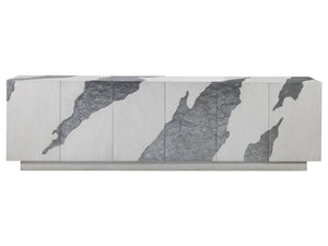 Lexington Artistica Home Contago Modern White Media Console With Unique Slate Inserts And Adjustable Shelves For Stylish Living Ivory Wood 2342-908
