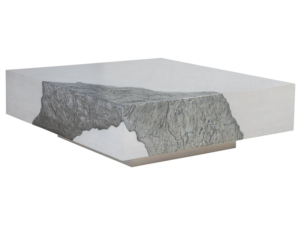 Lexington Artistica Home Contago Modern Square Cocktail Table - Unique Nordic White Oak Design With Zinc-clad Inserts Ivory Wood 2342-947