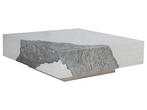 Lexington Artistica Home Contago Modern Square Cocktail Table - Unique Nordic White Oak Design With Zinc-clad Inserts Ivory Wood 2342-947