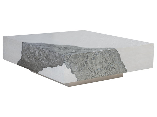 Lexington Artistica Home Contago Modern Square Cocktail Table - Unique Nordic White Oak Design With Zinc-clad Inserts Ivory Wood 2342-947