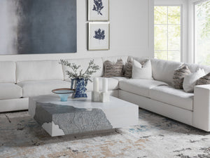 Lexington Artistica Home Contago Modern Square Cocktail Table - Unique Nordic White Oak Design With Zinc-clad Inserts Ivory Wood 2342-947