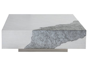 Lexington Artistica Home Contago Modern Square Cocktail Table - Unique Nordic White Oak Design With Zinc-clad Inserts Ivory Wood 2342-947