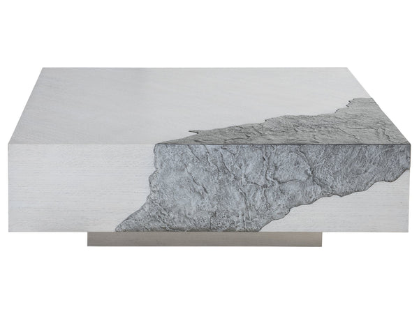 Lexington Artistica Home Contago Modern Square Cocktail Table - Unique Nordic White Oak Design With Zinc-clad Inserts Ivory Wood 2342-947