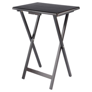 Winsome Wood Allen 5-piece Snack Table Set With Rolling Rack - Perfect For Parties & Movie Nights, Rich Coffee Finish Coffee Solid Wood 23420-winsome-wood