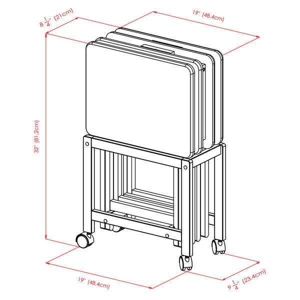 Winsome Wood Allen 5-piece Snack Table Set With Rolling Rack - Perfect For Parties & Movie Nights, Rich Coffee Finish Coffee Solid Wood 23420-winsome-wood