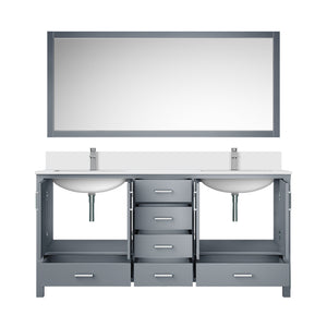 English Elm Dark Grey Double Bath Vanity 72" W x 22" D with Scratch‑Resistant Cultured Marble Top, Faucet & Mirror B2731S01023