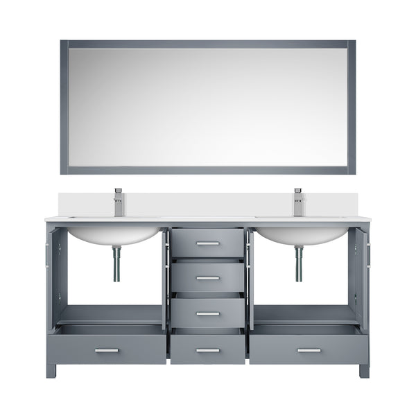 English Elm Dark Grey Double Bath Vanity 72" W x 22" D with Scratch‑Resistant Cultured Marble Top, Faucet & Mirror B2731S01023