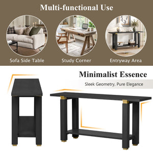 English Elm U_Style 62.9" Modern Minimalist Console Table With Solid Wood & Metal Accents, Ideal For Entryways N711P289140B-GIGA