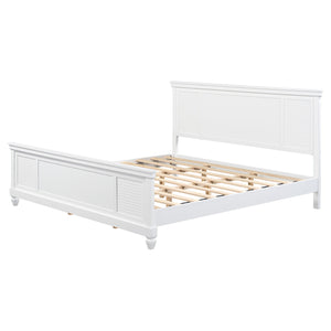 English Elm Christopher Knight Home® - King Solid Wood Bed Platform White Farmhouse Style King Size Frame Sturdy Slats 800lb Support, Fits 8-12" Mattress, Minimalist Elegance N758K906162K