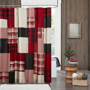 JLA Home Woolrich - 100% Cotton Shower Curtain Woolrich Sunset Collection Plaid & Solid Panels Rustic Lodge Charm, 72x72 WR70-1814
