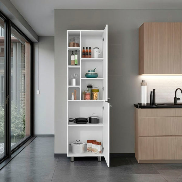 English Elm Burton Kitchen Pantry Cabinet with 2 Doors, Adjustable & Side Shelves, White Compact Storage Organizer B200P362038