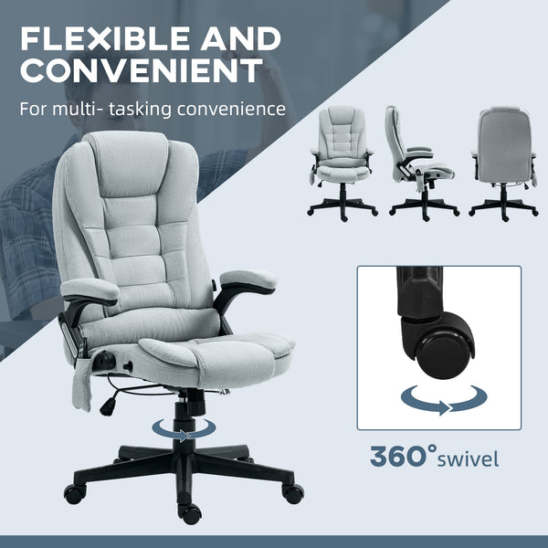 English Elm HOMCOM Executive Massage Office Chair with 6-Point Vibration, Lumbar Heat, Recline & Remote Control Light Gray W2225P229753