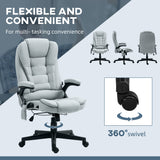 Homcom 6 Point Vibrating Massage Office Chair With Heat, Linen High Back Executive Chair, Reclining Backrest, Armrests, Remote - Light Gray