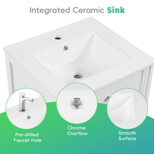 English Elm 20" Modern Bathroom Vanity With Sink, Soft-Close Door, Adjustable Shelves & Stylish Storage Rack N725P351848K
