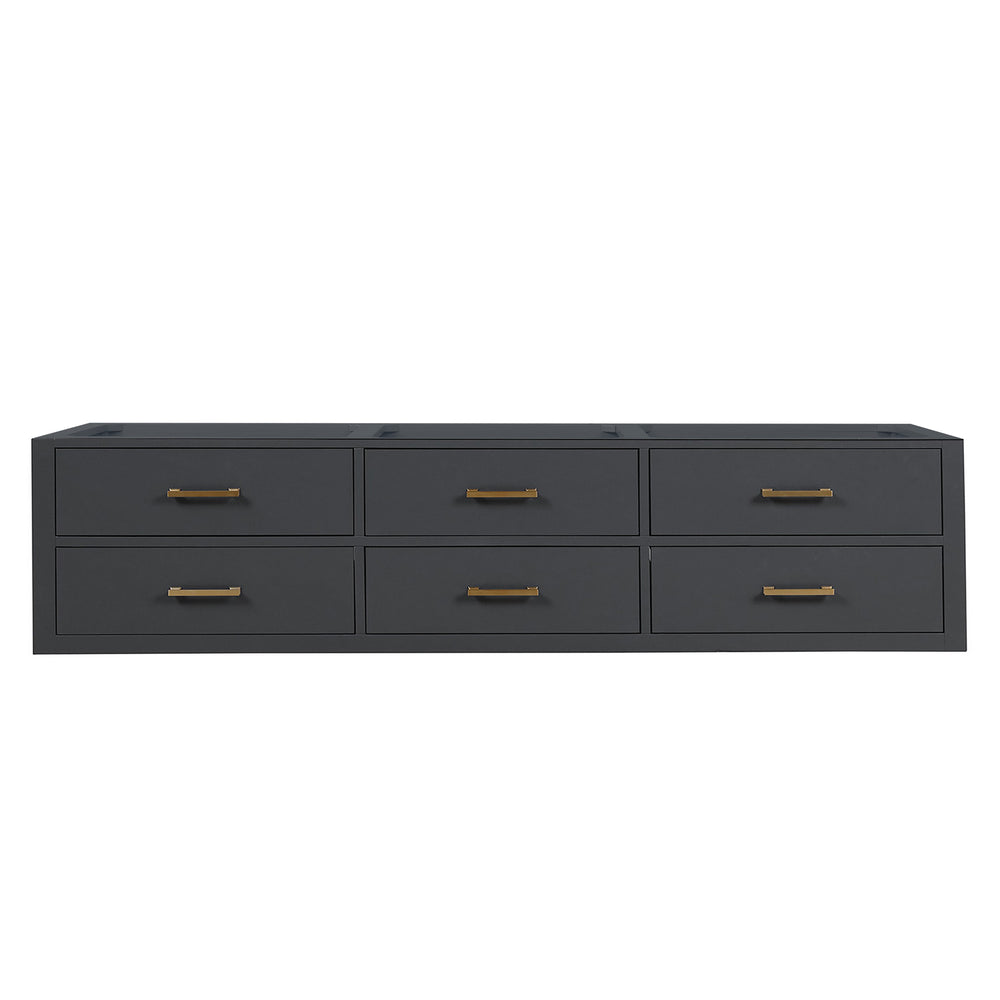 English Elm Black Double Bath Vanity - 80" Midcentury Modern Design With Ample Storage & Soft-Close Hardware B2731P258094