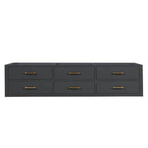 English Elm Black Double Bath Vanity - 80" Midcentury Modern Design With Ample Storage & Soft-Close Hardware B2731P258094