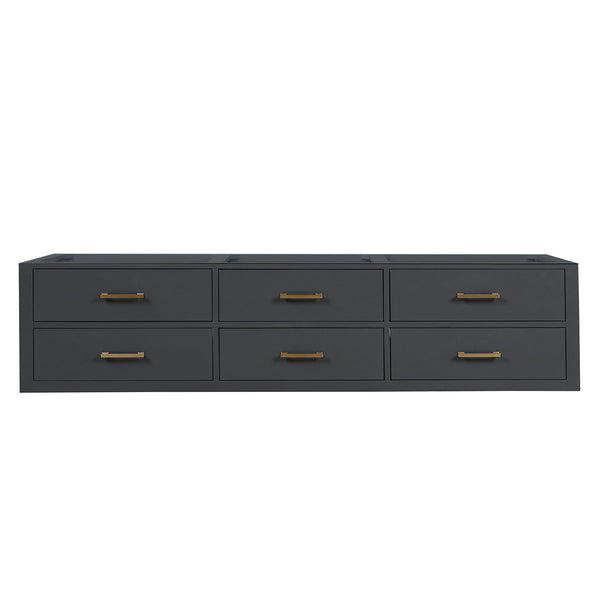 English Elm Black Double Bath Vanity - 80" Midcentury Modern Design With Ample Storage & Soft-Close Hardware B2731P258094