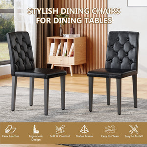 English Elm 4-pack PU dining chairs with ergonomic buckle backrest, gold metal legs, high-density sponge comfort Black W1151P295721