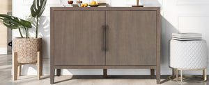 English Elm U_style Farmhouse Pine Veneer Buffet Cabinet with Double Doors for Kitchen or Entryway Brown N711P410389D