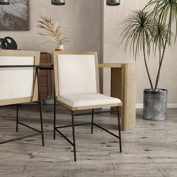 English Elm Contemporary Northall Arm Chair with Sleek Upholstery and Minimalist Profile for Modern Dining Spaces Beige,Oak 33 L x 20 W x 41 H B2741P407604