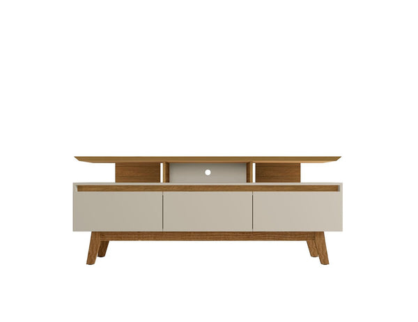 Manhattan Comfort Yonkers Mid-Century Modern TV Stand Off White and Cinnamon 234BMC12