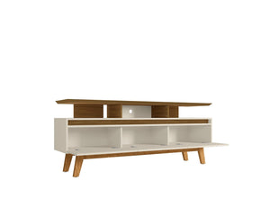 Manhattan Comfort Yonkers Mid-Century Modern TV Stand Off White and Cinnamon 234BMC12