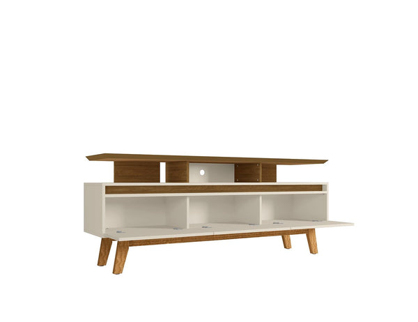 Manhattan Comfort Yonkers Mid-Century Modern TV Stand Off White and Cinnamon 234BMC12