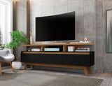 Manhattan Comfort Yonkers Mid-Century Modern TV Stand Black and Cinnamon 234BMC82