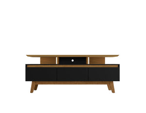 Manhattan Comfort Yonkers Mid-Century Modern TV Stand Black and Cinnamon 234BMC82