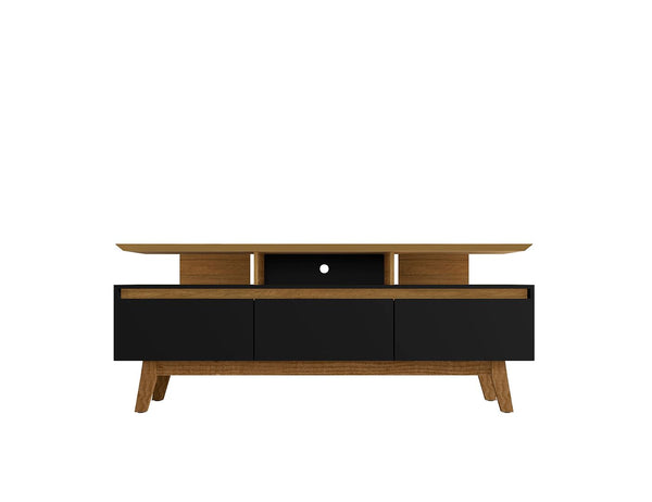 Manhattan Comfort Yonkers Mid-Century Modern TV Stand Black and Cinnamon 234BMC82