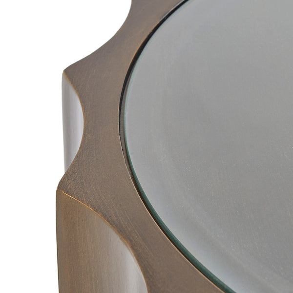 JLA Home Madison Park - Accent Valentina Accent Table — 20" Round Scalloped Tempered Glass Top, Bronze MDF Base, No Assembly MP120-0428