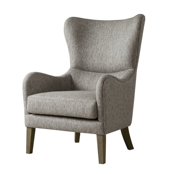 JLA Home Madison Park - Swoop Arianna Wing Chair with Sculpted Silhouette, Plush Upholstery, Tailored Piping & Wood Legs Grey FPF18-0429