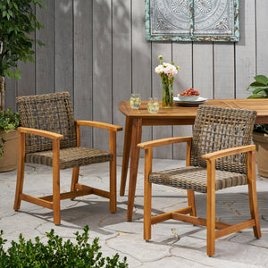 English Elm Christopher Knight Home® - HAMPTON Acacia Wood Dining Chair Pair with Handwoven Wicker Seats and Durable Velvet Finish Natural Stained 60400.00