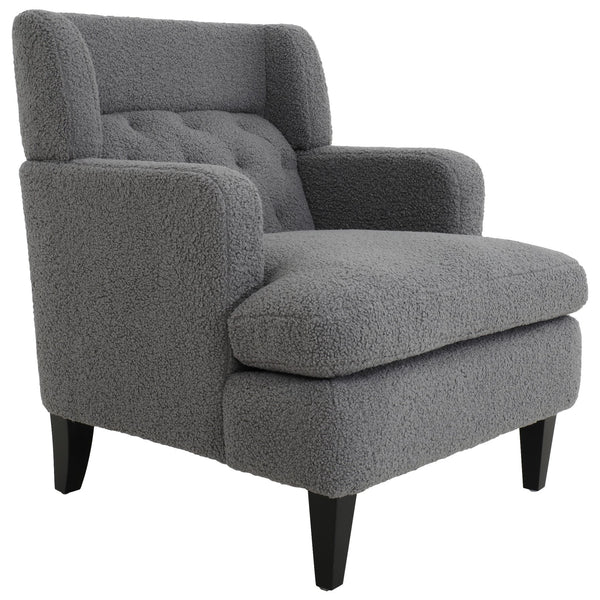 English Elm Christopher Knight Home® - Upholstered Teddy Fleece Armchair with Tufted Back, Contemporary Cozy Accent Seat for Living Room DARK GREY N763P193158R