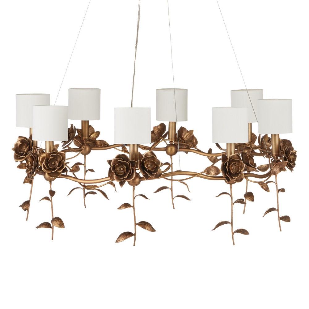 Rosabel Chandelier - Whimsical Antique Brass Blooming Design for Elegant Indoor Spaces, 12"x35"